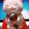 Mèo Maneki Neko cầm ngọc hồng ,15cm