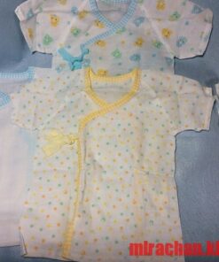 Set quần áo trẻ sơ sinh kiểu Nhật kimono (set 5 áo, màu vàng xanh, size 50 - 60 cm)